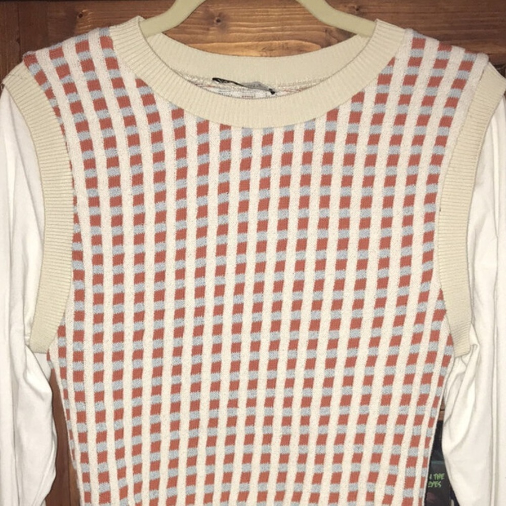 Zara Women's Sweater Vest with Attached Long Sleeves Pullover Top- EUC-Sz M​ - Picture 8 of 13
